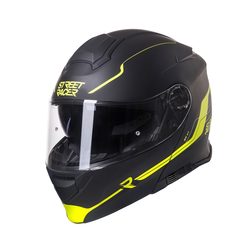 Motociklistička kaciga na preklop Street Racer SR V1 crno-fluo žuta - II. kvaliteta