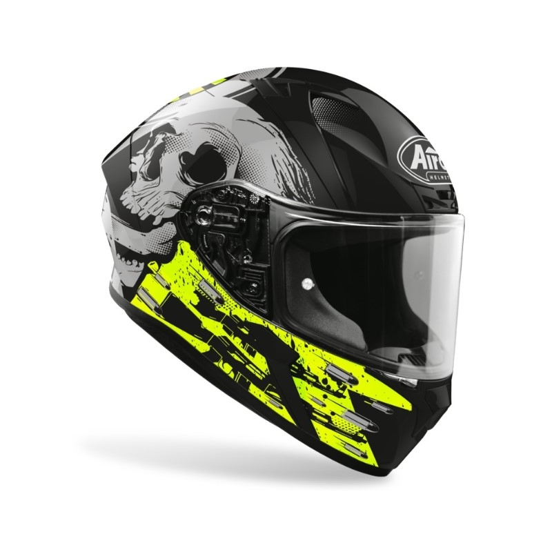 Airoh Valor Akuna Integral Helmet White-Black-Fluo Yellow 2021