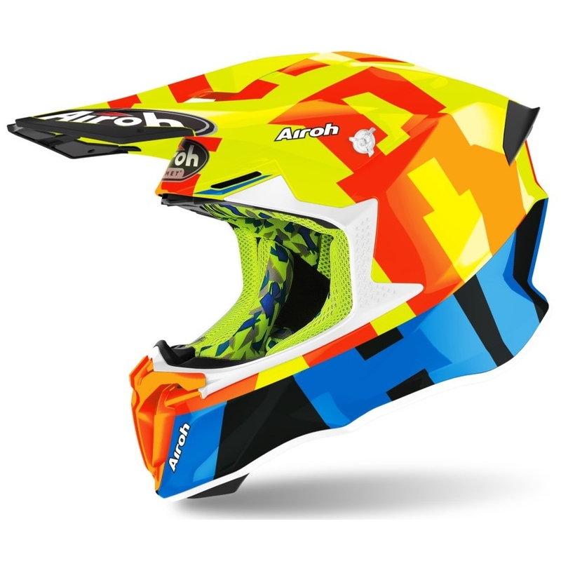 Motocross kaciga Airoh Twist 2.0 Okvir crveno-plavo-fluo žuta