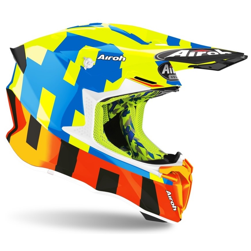 Motocross kaciga Airoh Twist 2.0 Okvir crveno-plavo-fluo žuta