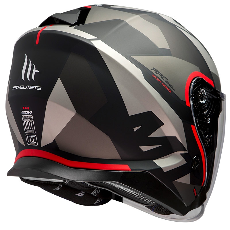 Otvorena motociklistička kaciga MT Thunder 3 SV Bow crno-sivo-crvena