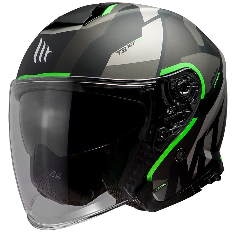 Otvorena motociklistička kaciga MT Thunder 3 SV Bow crna-siva-fluo zelena rasprodaja