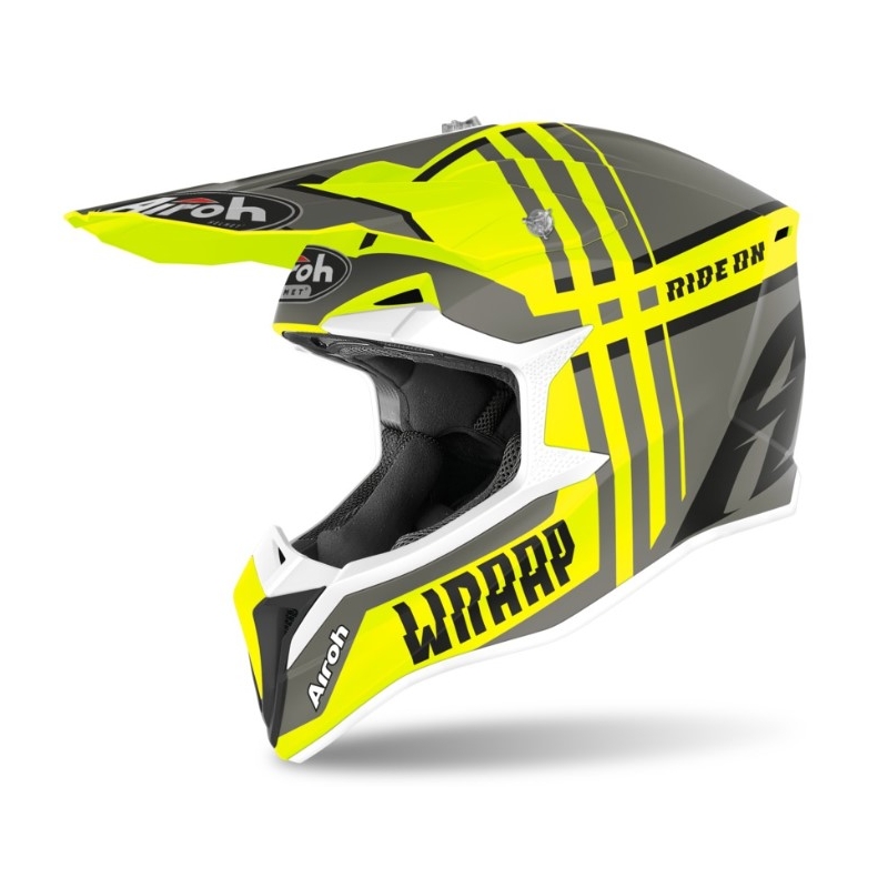Motocross kaciga Airoh Wrap Broken žuto-siva