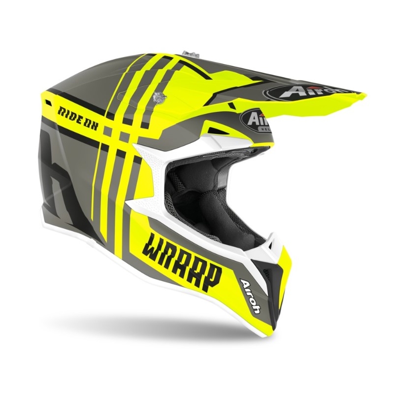 Motocross kaciga Airoh Wrap Broken žuto-siva