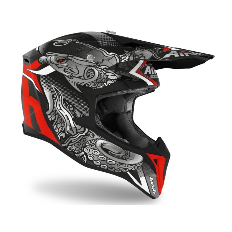 Motocross kaciga Airoh Wrap Octopus crno-crvena