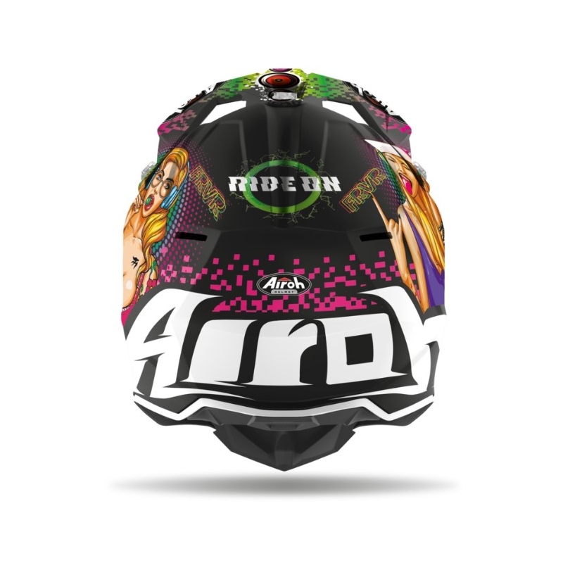 Airoh Wrap Pin Up kaciga za motocross crno-zeleno-ružičasta