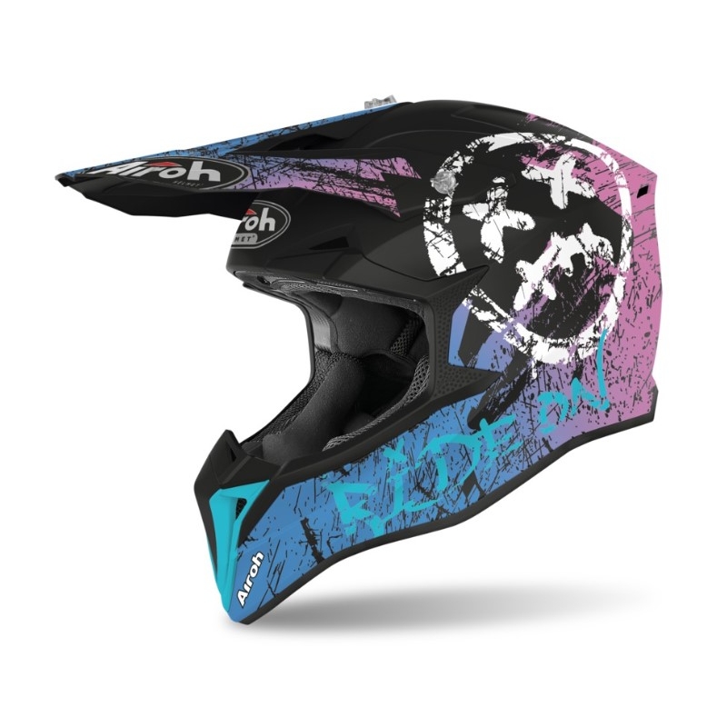 Motocross kaciga Airoh Wrap Smile plavo-ljubičasta