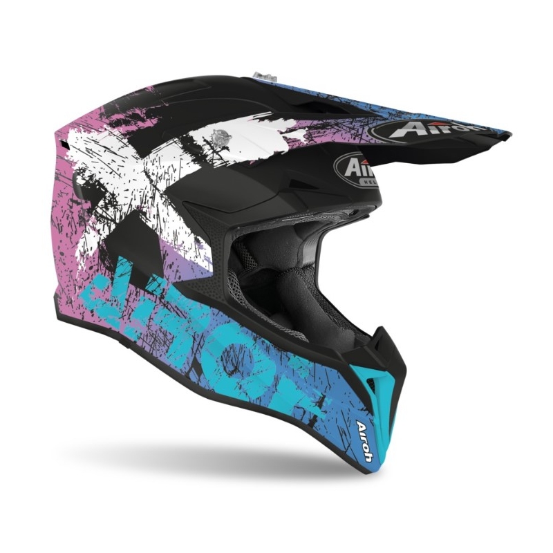 Motocross kaciga Airoh Wrap Smile plavo-ljubičasta