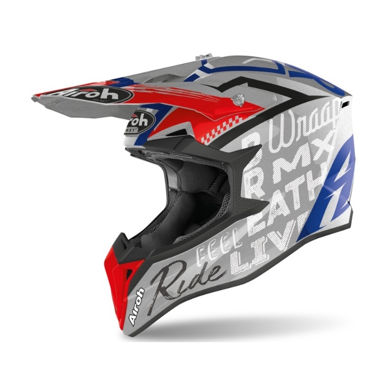 Motocross kaciga Airoh Wrap Street sivo-plavo-crvena