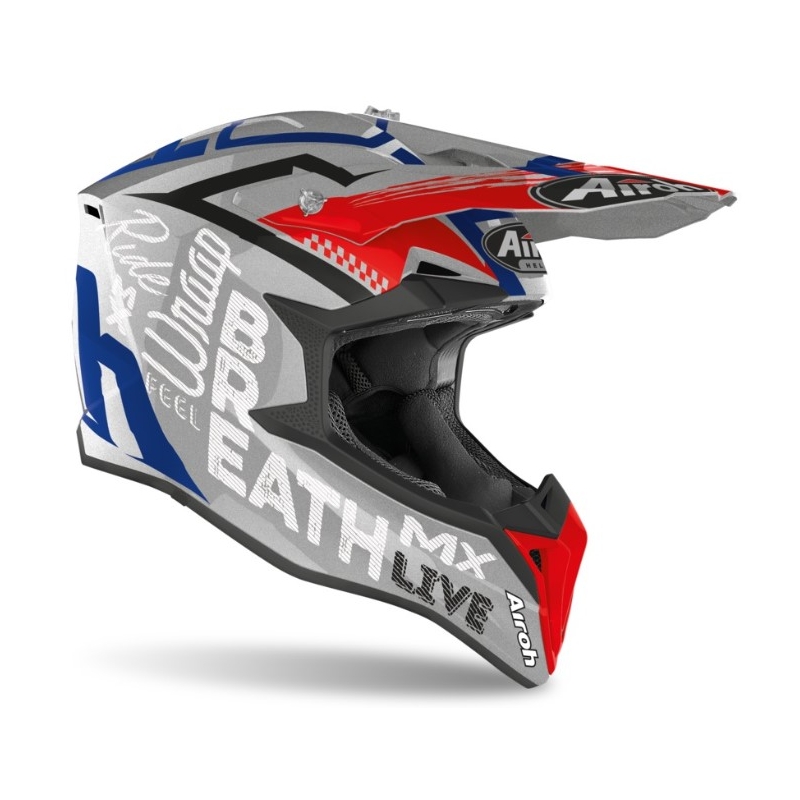 Motocross kaciga Airoh Wrap Street sivo-plavo-crvena