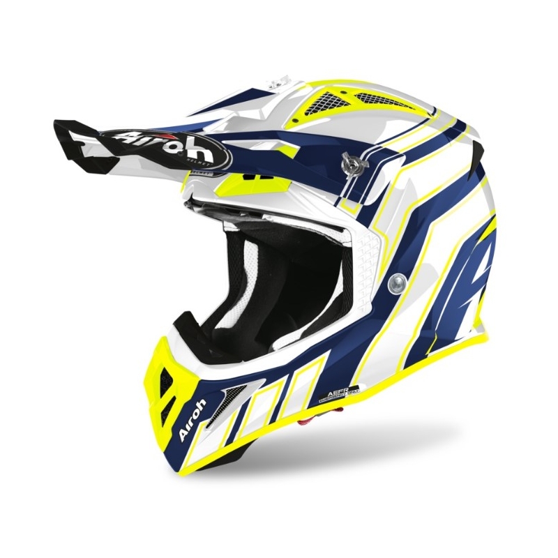 Airoh Aviator Ace Art Motocross kaciga plavo-bijela-fluo žuta 2021.