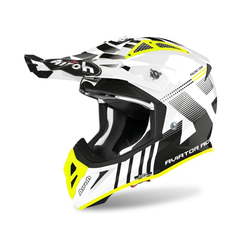 Airoh Aviator Ace Nemesi Motocross kaciga Bijela-Crna-Fluo Žuta rasprodaja