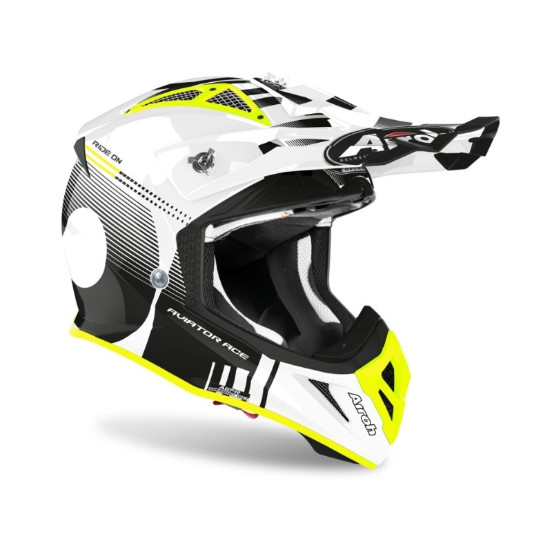 Airoh Aviator Ace Nemesi Motocross kaciga Bijela-Crna-Fluo Žuta rasprodaja