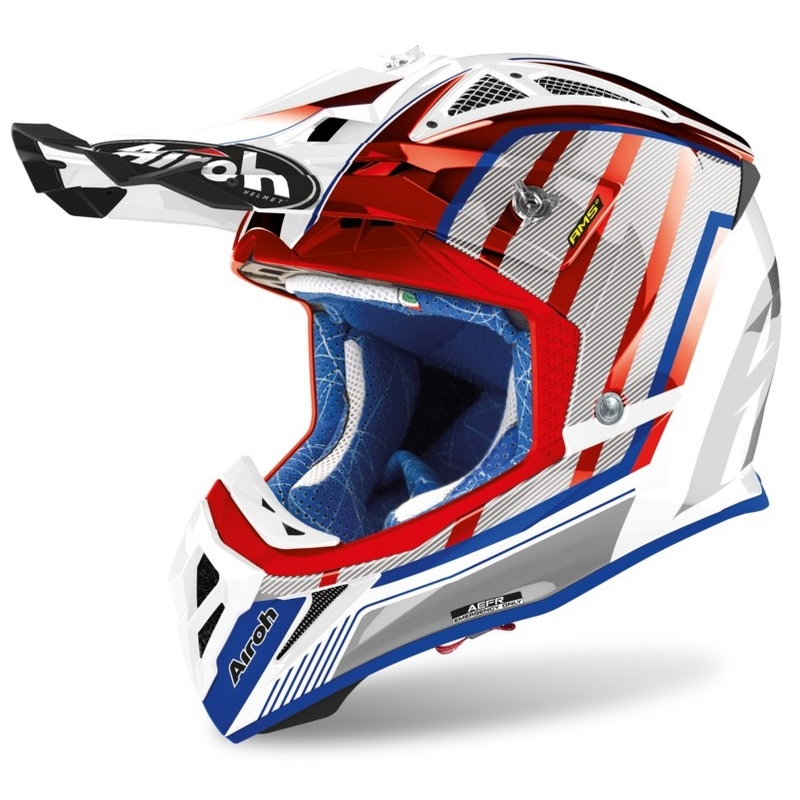Airoh Aviator Glow 2.3 AMS2 kaciga za motocross crveno-plavo-siva
