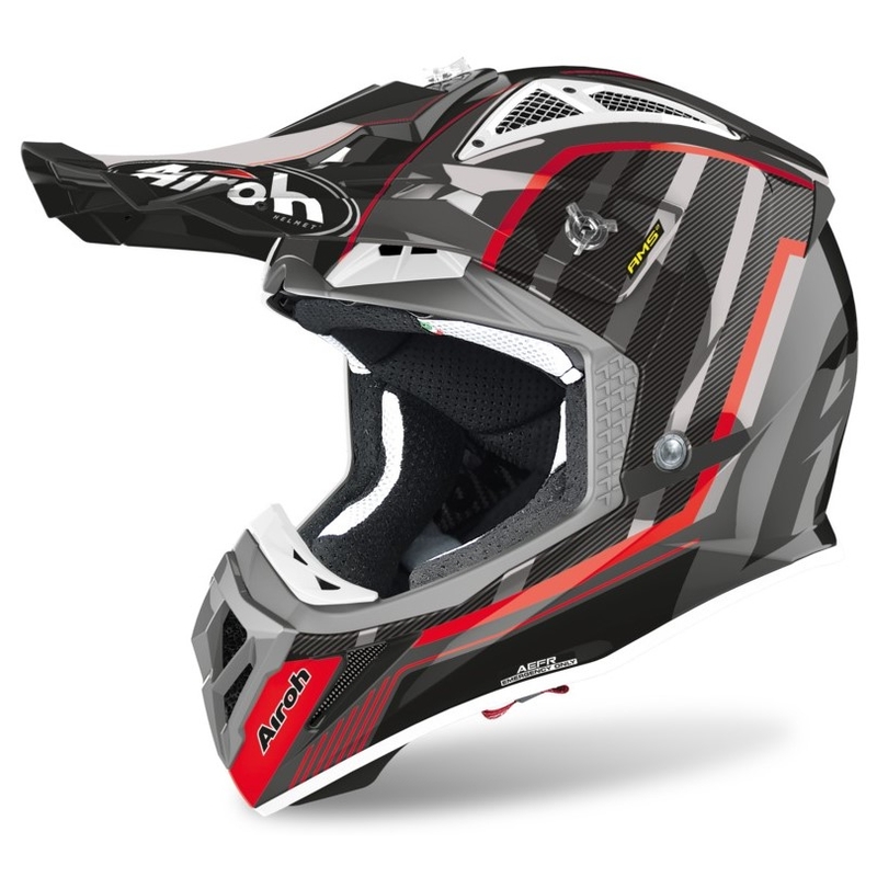 Airoh Aviator Glow 2.3 AMS2 kaciga za motocross srebrna-crna-crvena