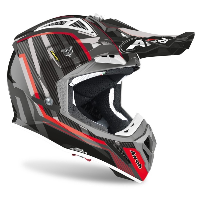 Airoh Aviator Glow 2.3 AMS2 kaciga za motocross srebrna-crna-crvena
