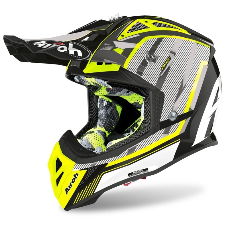 Motocross kaciga Airoh Aviator Glow 2.3 AMS2 žuto-crno-siva