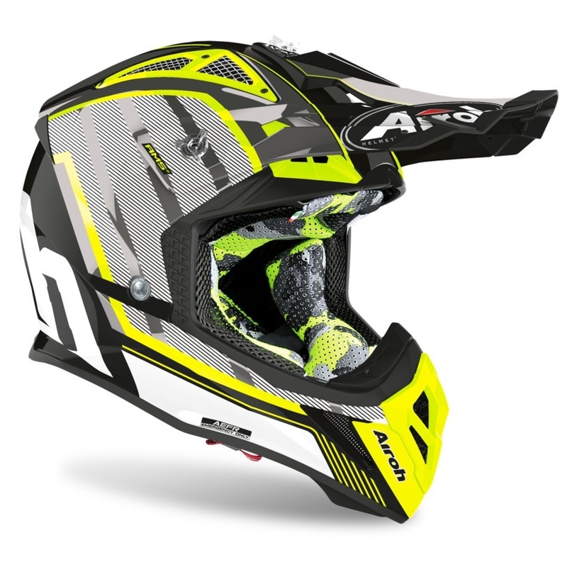 Motocross kaciga Airoh Aviator Glow 2.3 AMS2 žuto-crno-siva