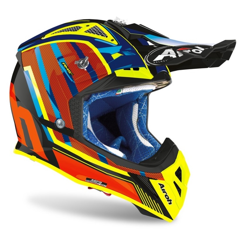 Motocross kaciga Airoh Aviator Glow 2.3 AMS2 žuto-crveno-narančasta