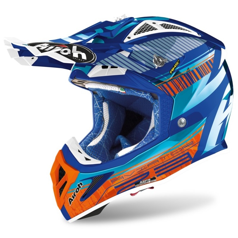 Airoh Aviator Novak 2.3 AMSS kaciga za motocross tirkizno-narančasto-plava