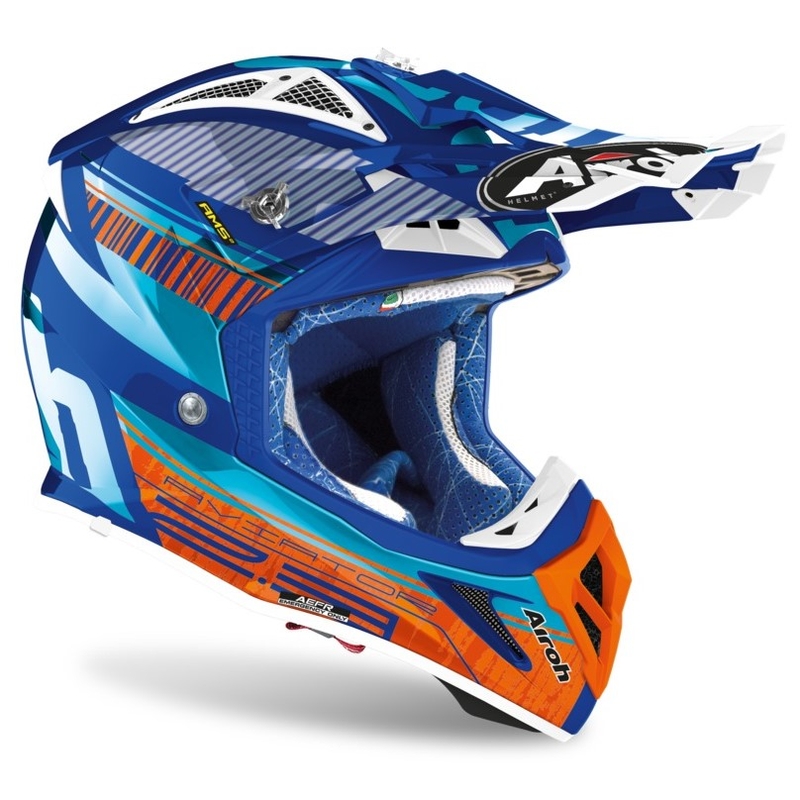 Airoh Aviator Novak 2.3 AMSS kaciga za motocross tirkizno-narančasto-plava
