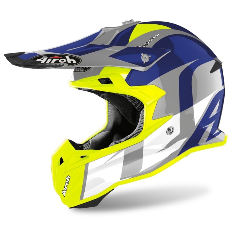 Motocross kaciga Airoh Terminator Shoot plavo-fluo žuta
