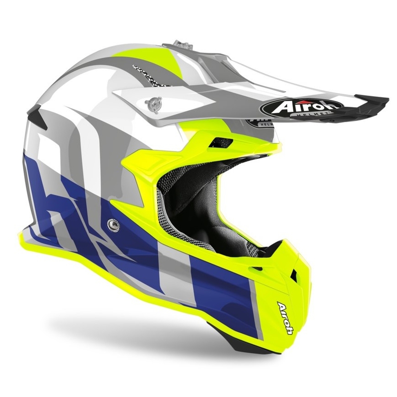 Motocross kaciga Airoh Terminator Shoot plavo-fluo žuta