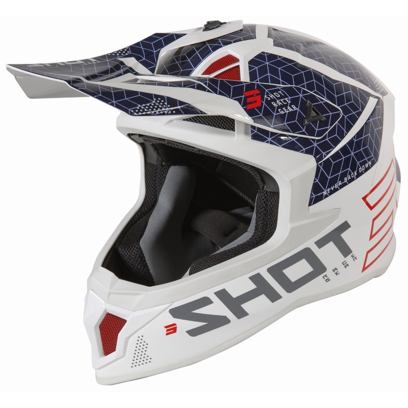 Motocross kaciga Shot Lite Core bijelo-plavo-crvena