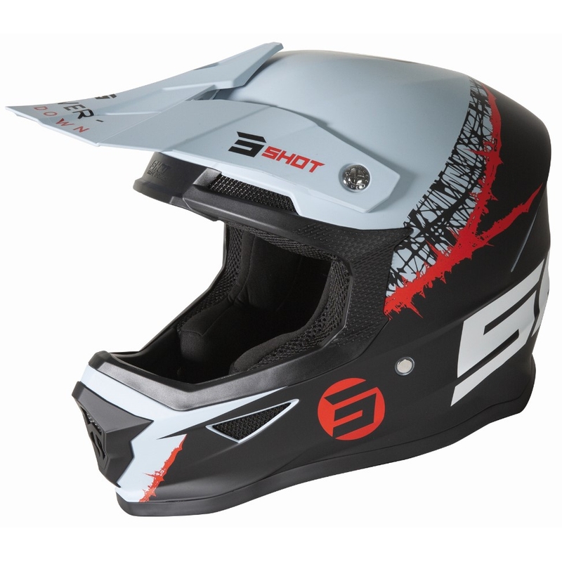 Motocross kaciga Shot Furious Storm crno-sivo-crvena