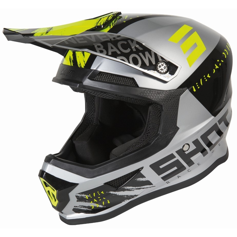 Motocross kaciga Shot Furious Draw crna-siva-fluo žuta