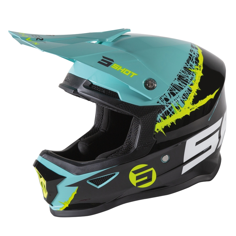 Dječja kaciga za motocross Shot Furious Storm crno-zeleno-fluo žuta