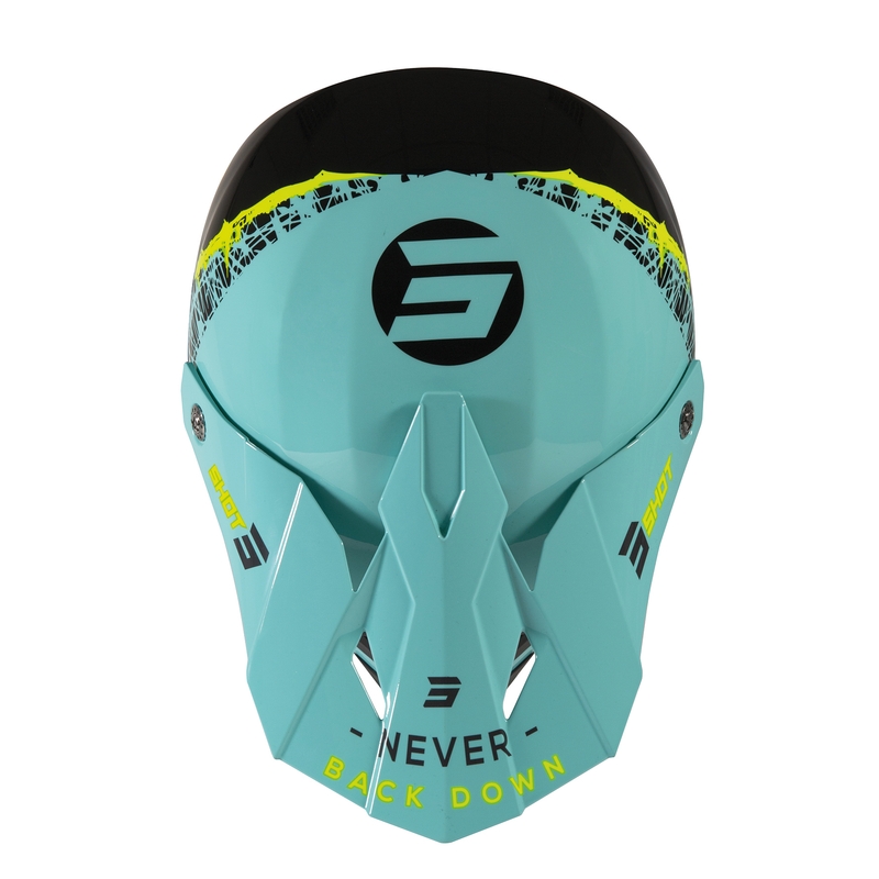 Dječja kaciga za motocross Shot Furious Storm crno-zeleno-fluo žuta