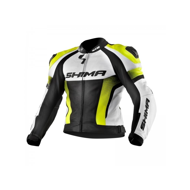Motociklistička jakna Shima STR crno-bijela-fluo žuta - II. kvaliteta