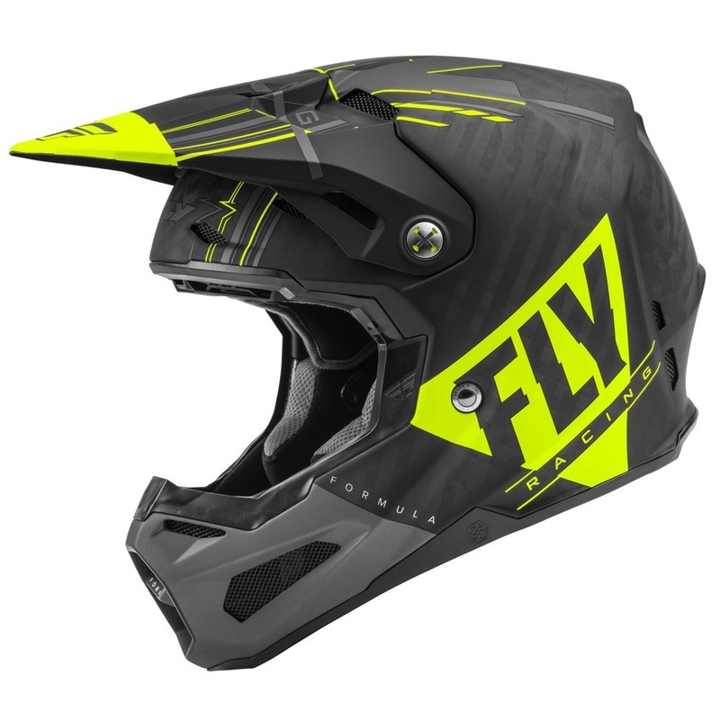 Motocross kaciga FLY Racing Formula Vector crno-siva-fluo žuta