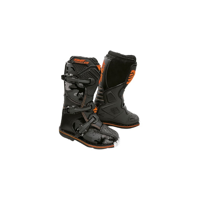 Motociklističke čizme Kids Shot K10 2.0 crne-kamo-fluo narančaste rasprodaja