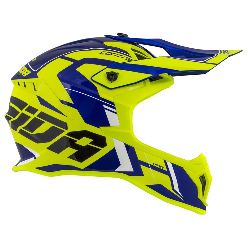 Motocross kaciga Cassida Cross Pro II Contra fluo žuto-plavo-bijela