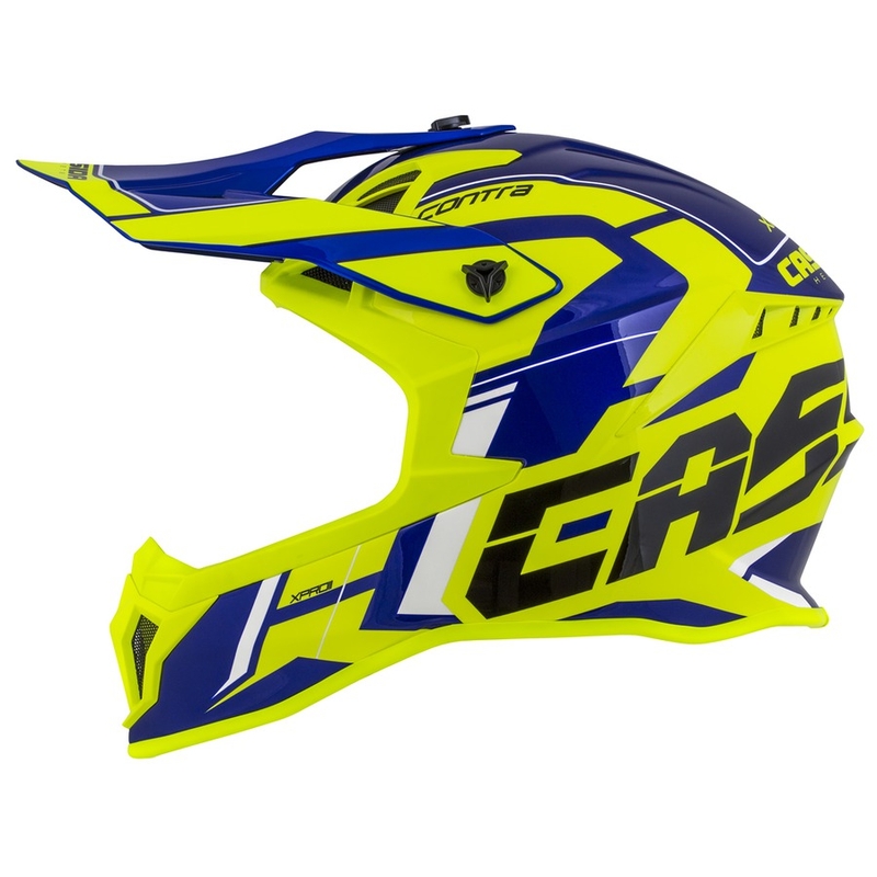 Motocross kaciga Cassida Cross Pro II Contra fluo žuto-plavo-bijela