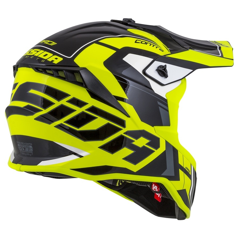 Motocross kaciga Cassida Cross Pro II Contra fluo žuto-sivo-crna