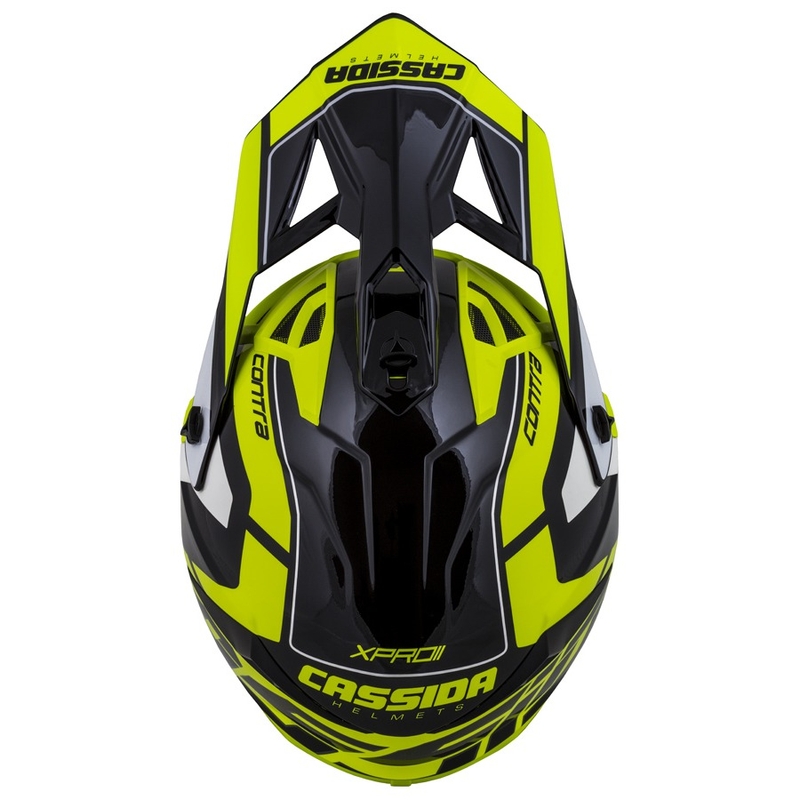 Motocross kaciga Cassida Cross Pro II Contra fluo žuto-sivo-crna