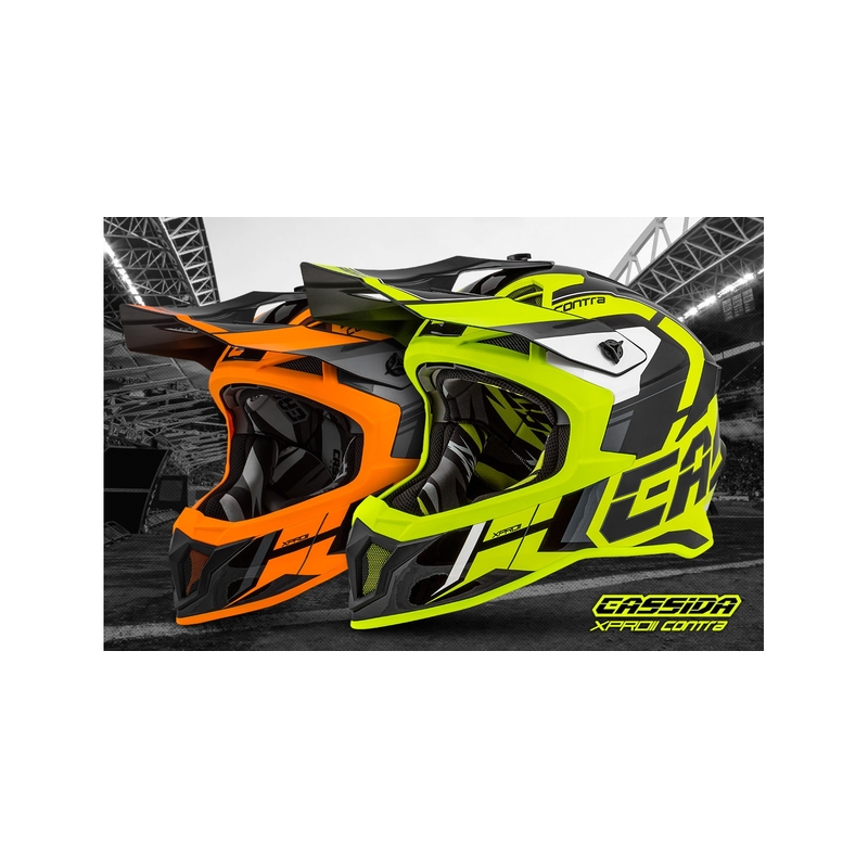 Motocross kaciga Cassida Cross Pro II Contra fluo žuto-sivo-crna