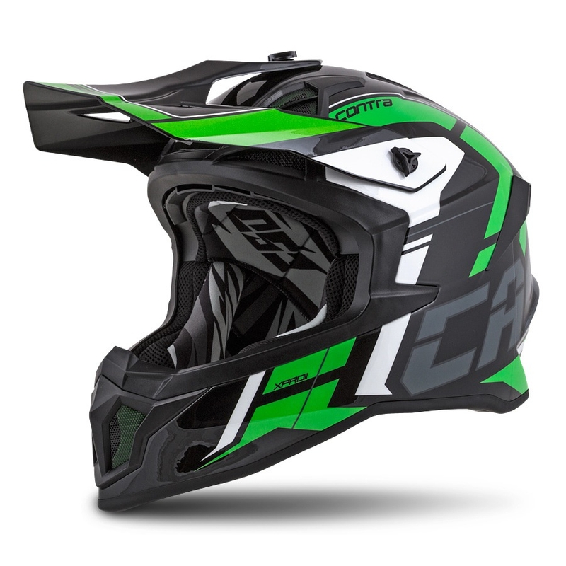 Cassida Cross Pro II Contra motokros kaciga crno-sivo-bijelo-zelena
