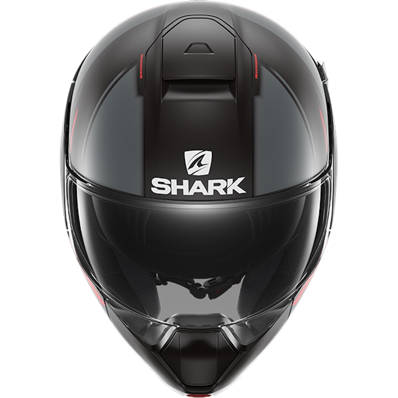 Preklopna kaciga SHARK EVOJET Vyda crno-sivo-crvena