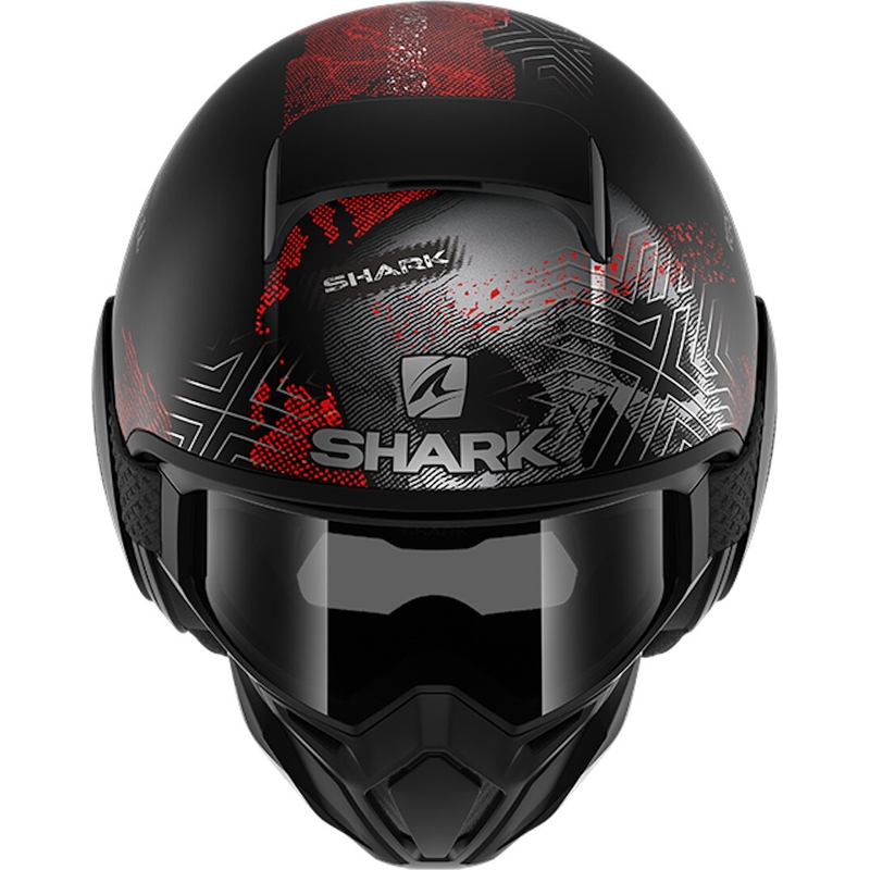 Otvorena kaciga s maskom SHARK STREET-DRAK Krull crno-crvena