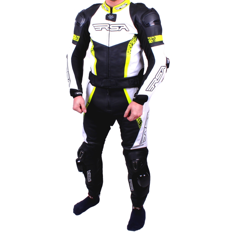 RSA Race Glass muško motociklističko odijelo crno-bijelo-fluo žuto rasprodaja