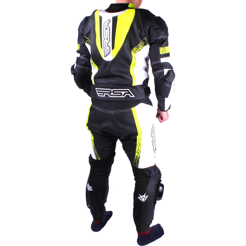 RSA Race Glass muško motociklističko odijelo crno-bijelo-fluo žuto rasprodaja