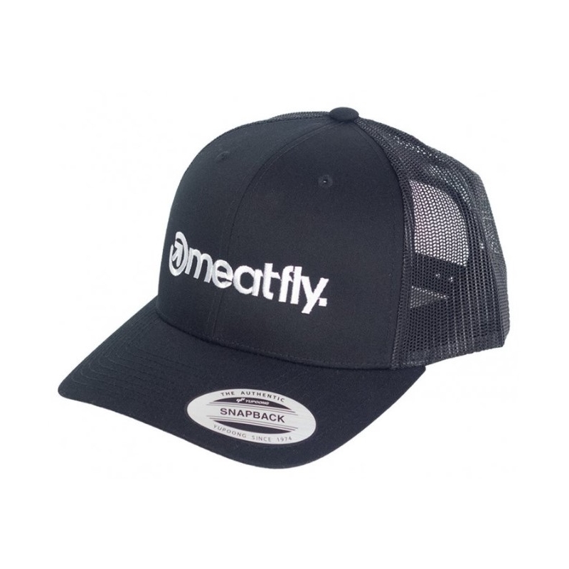 Crna kapa s logotipom Meatfly Trucker Yupoong