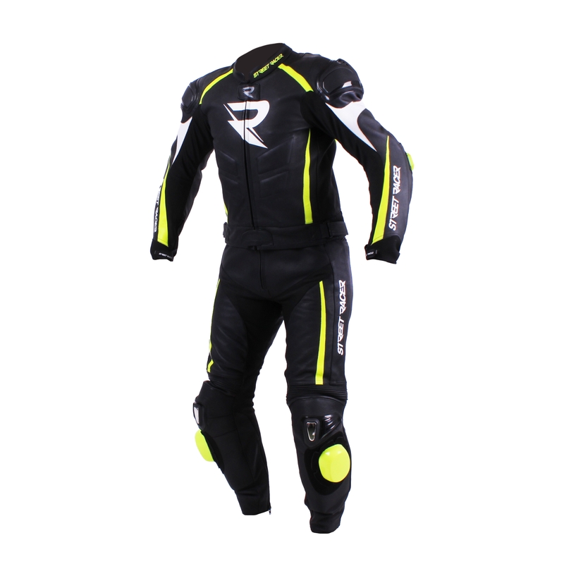 Muško motociklističko odijelo Street Racer Line crno-bijelo-fluo žuto rasprodaja