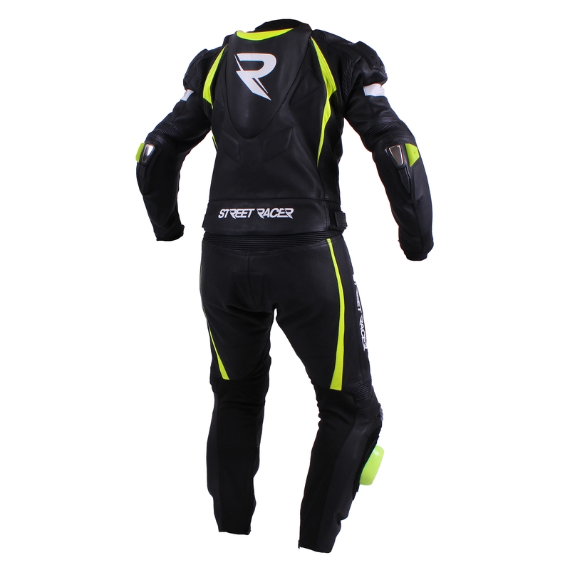Muško motociklističko odijelo Street Racer Line crno-bijelo-fluo žuto rasprodaja