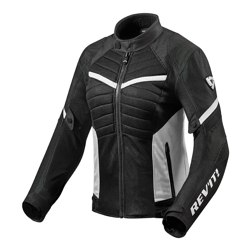 Ženske motociklističke jakne Revit Arc Air crno-bijele boje rasprodaja