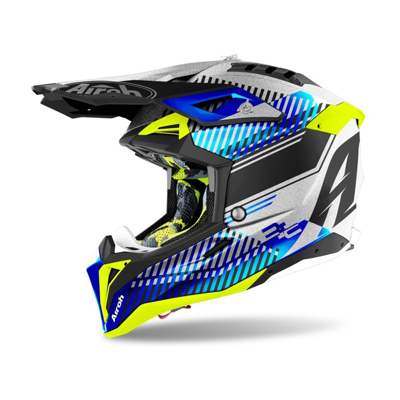 Airoh Aviator 3.0 Wave Motocross kaciga 2022 bijelo-plava-fluo žuta rasprodaja